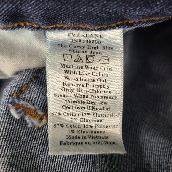 EVERLANE The Curvy High Rise Skinny Jean 30 Reg Blue Dark Wash Minimalist Ankle - Picture 8 of 11